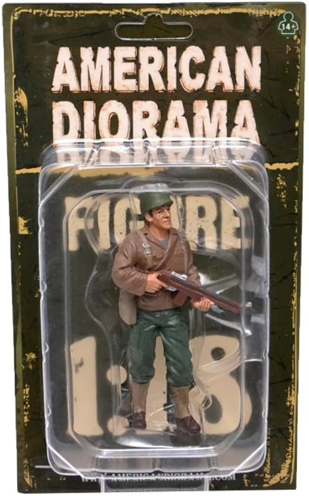 Figurina soldat tine pusca cu ambele maini  - 1/18 American Diorama