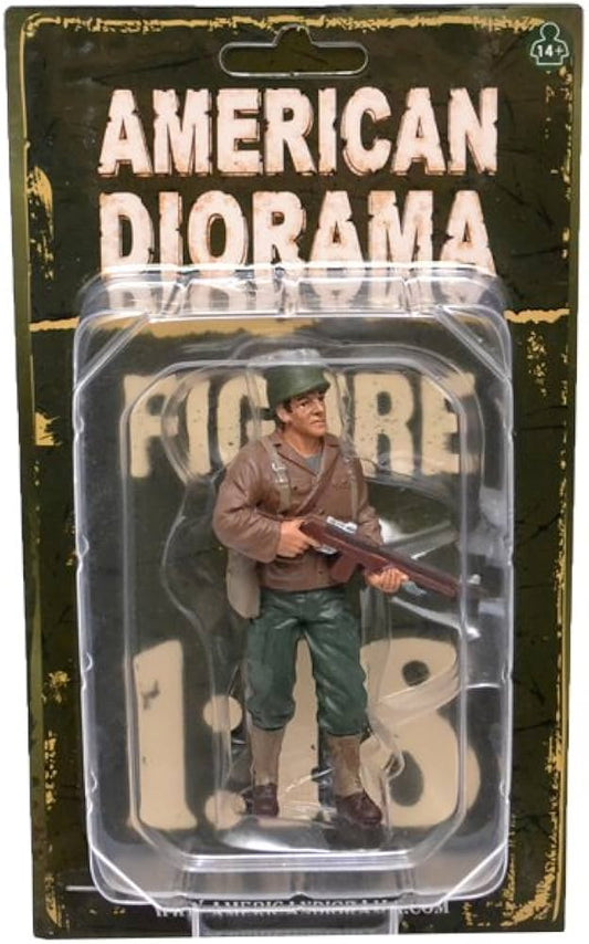 Figurina soldat tine pusca cu ambele maini  - 1/18 American Diorama