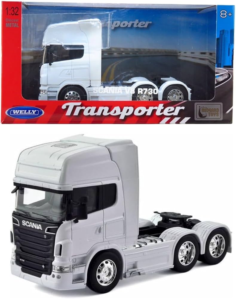 Camion Cap Tractor Scania V8 R730 alb - 1/32 Welly