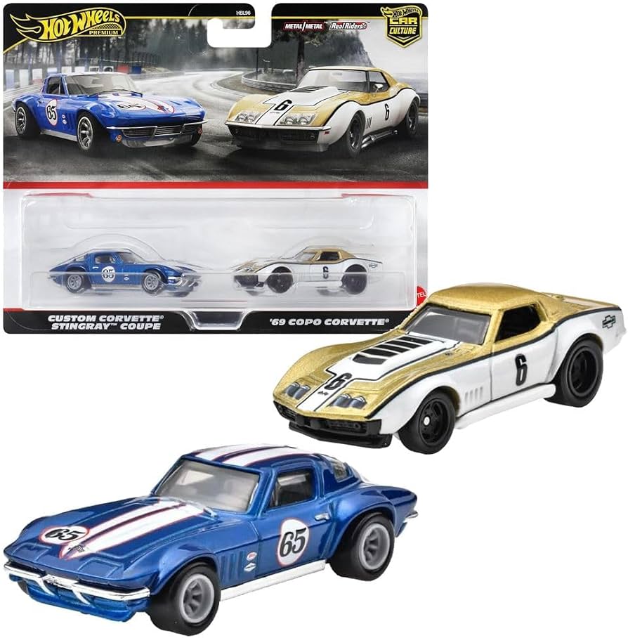Set 2 machete Custom Corvette Stingray Coupe si Copo Corvette 1969 - 1/64 Hot Wheels Premium