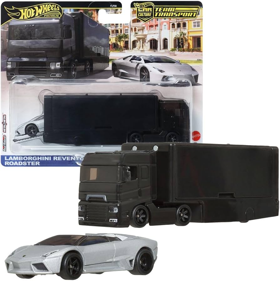 Set Transportor Flipsider Hauler cu Lamborghini Reventon Roadster - 1/64 Hot Wheels