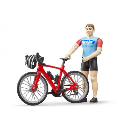 BRUDER 63110 - Figurina ciclist cu bicicleta de curse