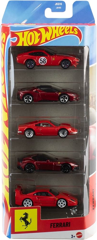 Set 5 masinute metalice Ferrari - 1/64 Hot Wheels