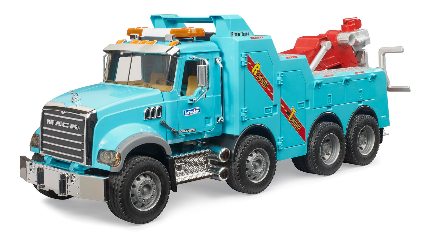 BRUDER 02831 - Camion de remorcare Bruder MACK Granite cu lumini si sunet, macara si troliu