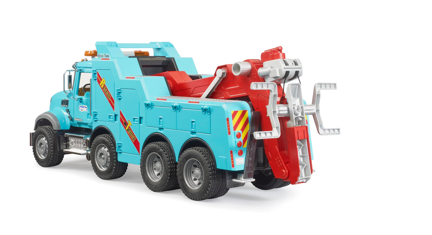 BRUDER 02831 - Camion de remorcare Bruder MACK Granite cu lumini si sunet, macara si troliu