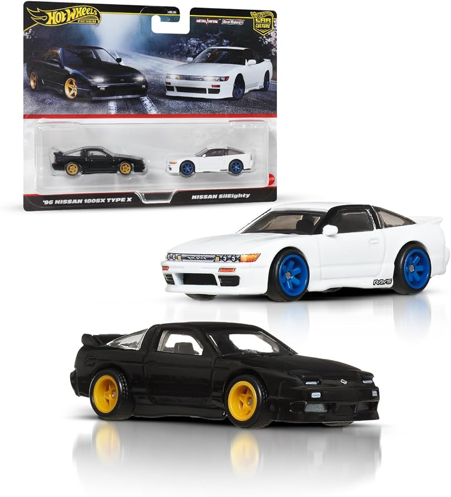 Set 2 masinute Nissan 180SX Type X 1996 si Nissan SilEighty - 1/64 Hot Wheels Premium