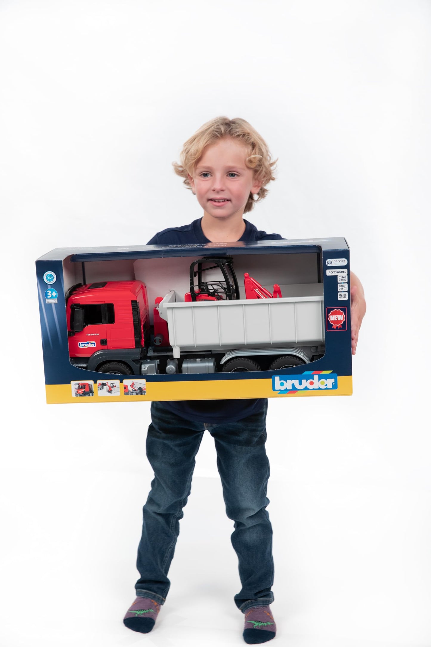 BRUDER 03767 - Camion MAN TGS cu container Abroll cu incarcator Schaffer
