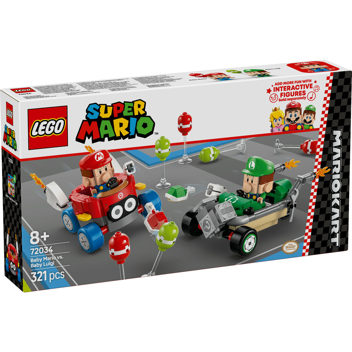 LEGO Super Mario 72034 - Mario Kart – Baby Mario si Baby Luigi (321 piese)