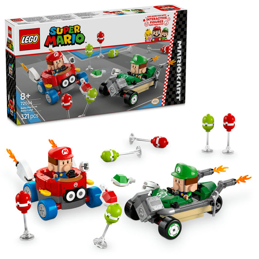 LEGO Super Mario 72034 - Mario Kart – Baby Mario si Baby Luigi (321 piese)