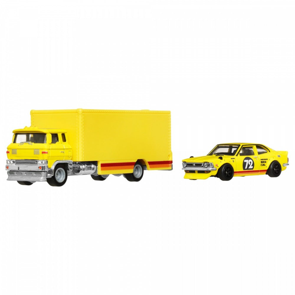 Set Transportor Sakura Sprinter cu masinuta Toyota Corolla Levin 1972 - 1/64 Hot Wheels Premium