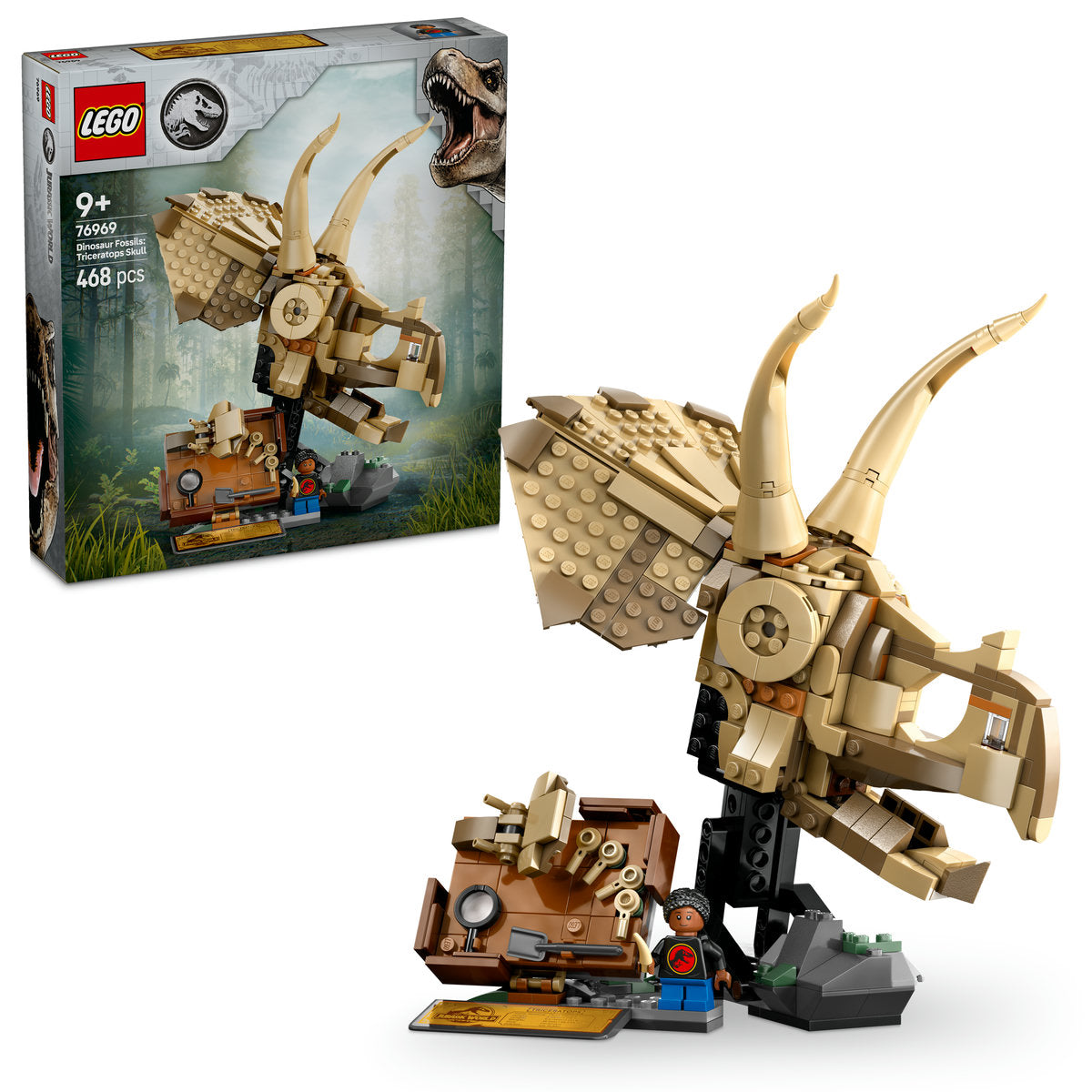 LEGO Jurassic World 76969 - Fosile de dinozaur: craniu de Triceratops (468 piese)