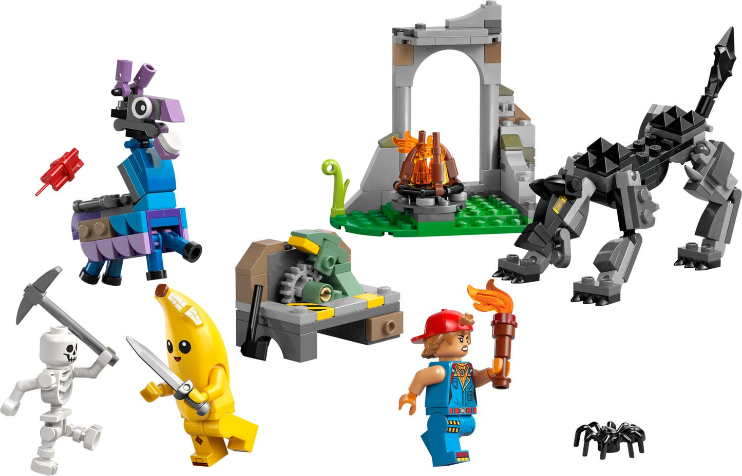 LEGO Fortnite 77075 - Tabara lui Peely si Sparkplug (250 piese)