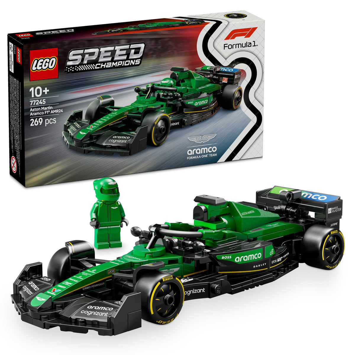 LEGO Speed Champions 77245 - Masina de curse Aston Martin Aramco F1® AMR24  (269 piese)