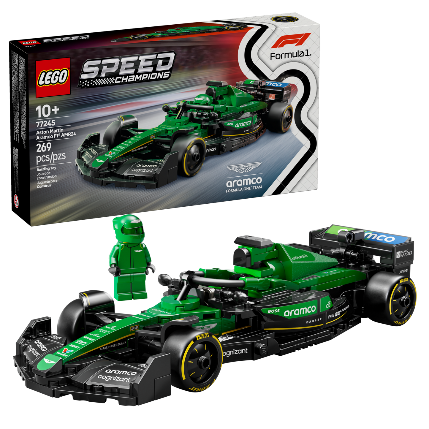 LEGO Speed Champions 77245 - Masina de curse Aston Martin Aramco F1® AMR24  (269 piese)