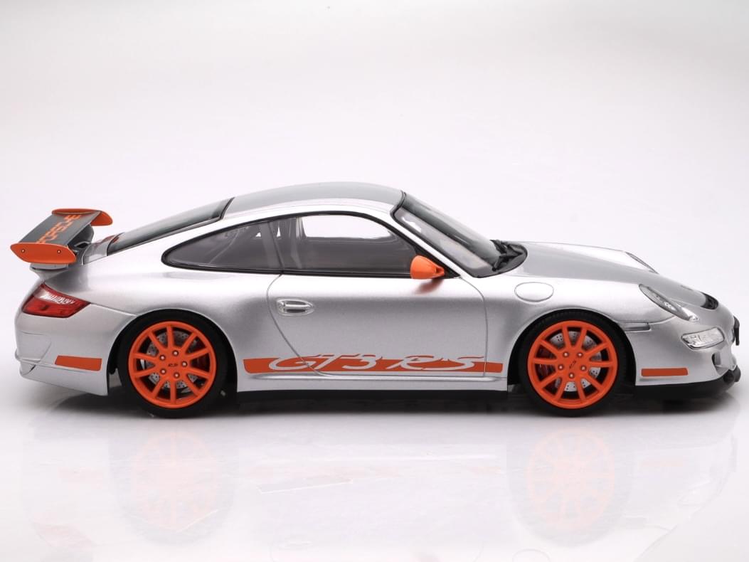 Porsche 911 GT3 RS 2007 (argintiu/portocaliu) - 1/18 Minichamps