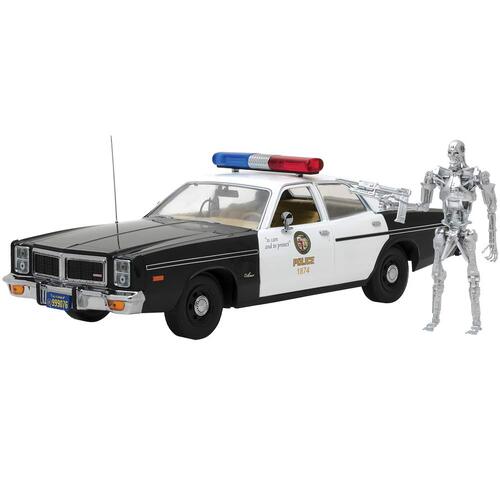 Dodge Monaco Metropolitan Police 1977 si figurina Endoskeleton T-800 The Terminator - 1/18 Greenlight