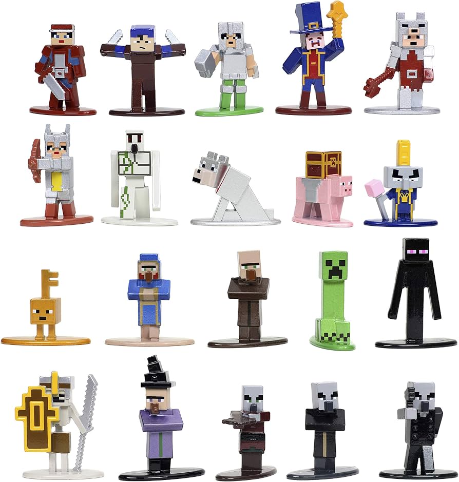 Set 20 de figurine metalice Minecraft Dungeons aprox 4cm - Jada