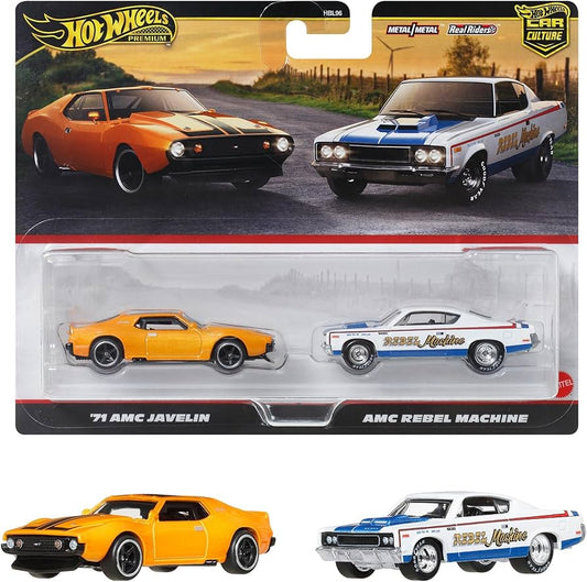 Set 2 masinute metalice AMC Javelin 1971 si AMC Rebel Machine - 1/64 Hot Wheels Premium