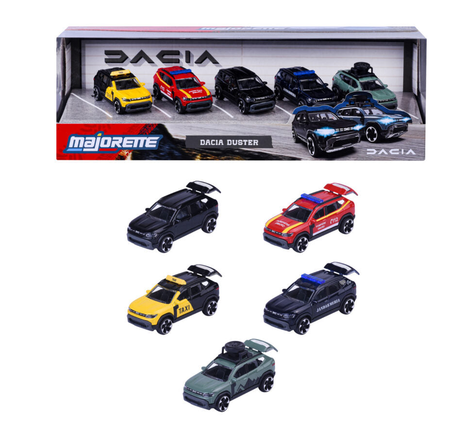 Set 5 masinute metalice Dacia Duster 3 - 1/64 Majorette