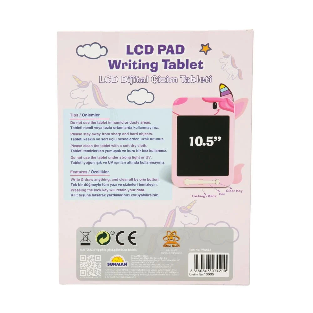 Tableta digitala LCD pentru scris si desen Edu Sun 10.5 inch - Unicorn Roz