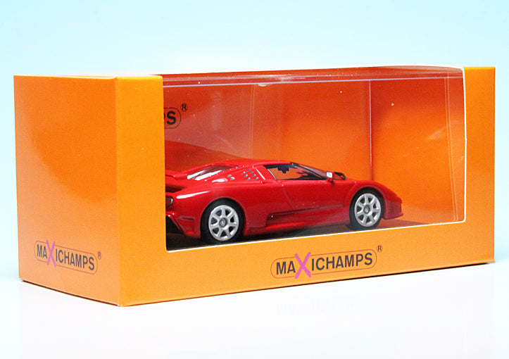 Bugatti EB 110 rosu 1994 cu vitrina plexiglass - 1/43 Maxichamps