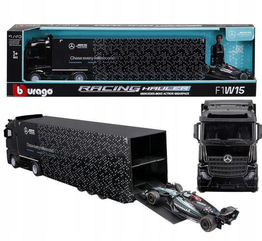 Transportor Mercedes-Benz Actros Formula 1 Mercedes #63 George Russell - 1/43 Bburago