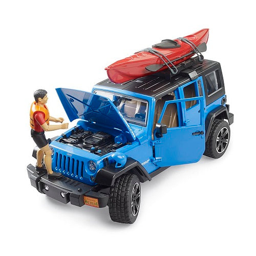 BRUDER 02529 -Jeep Wrangler Rubicon Unlimited, cu caiac si figurina