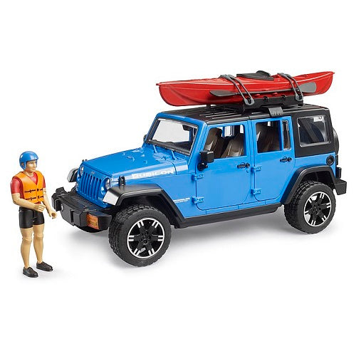 BRUDER 02529 -Jeep Wrangler Rubicon Unlimited, cu caiac si figurina