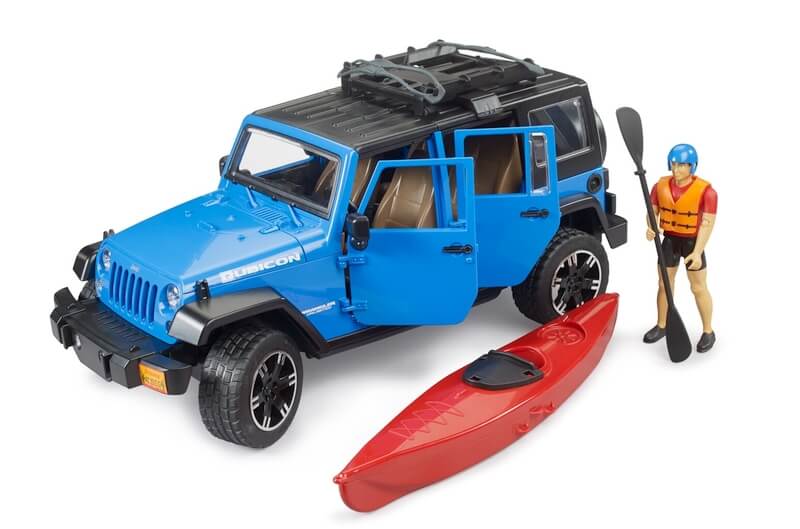 BRUDER 02529 -Jeep Wrangler Rubicon Unlimited, cu caiac si figurina