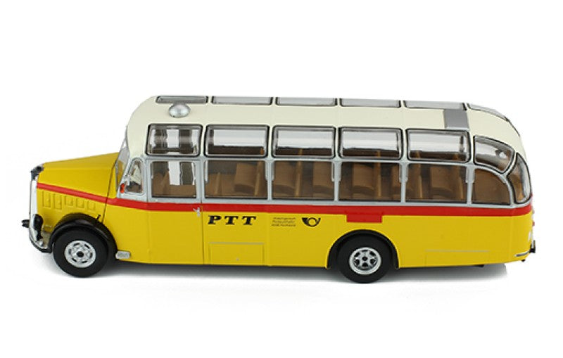 Autobuz Saurer L4C Bus year 1959 galben /rosu/argintiu - 1/43 Ixo