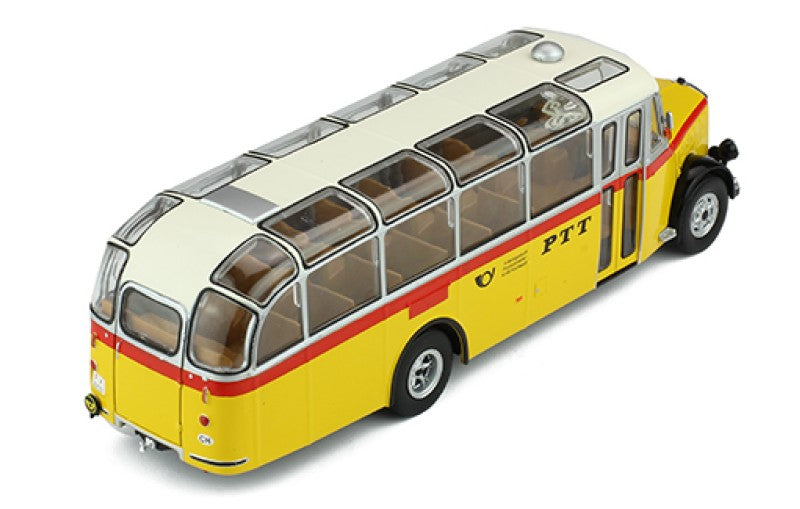 Autobuz Saurer L4C Bus year 1959 galben /rosu/argintiu - 1/43 Ixo