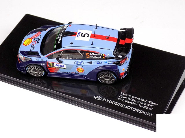 Hyundai i20 Coupe WRC #5 Winner Rallye Tour de Corse 2017 Neuville, Gilsoul cu vitrina plexiglass -1/43 PTC  Collectibles Industry