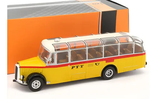 Autobuz Saurer L4C Bus year 1959 galben /rosu/argintiu - 1/43 Ixo