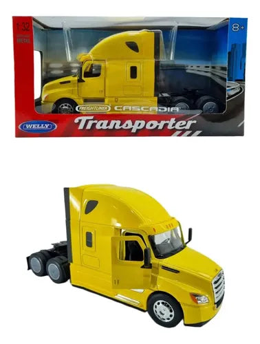 Camion Cap Tractor Freightliner Cascadia galben - 1/32 Welly