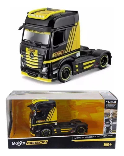 Camion Cap tractor Mercedes-Benz Actros 1851 galben/negru - 1/64 Maisto Design