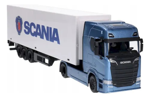 TIR Scania S730 Semi-trailer alb/albastru - 1/43 Bburago