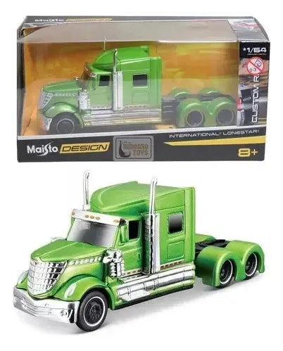 Camion Cap Tractor International Lonestar verde 14cm - 1/64 Maisto Design