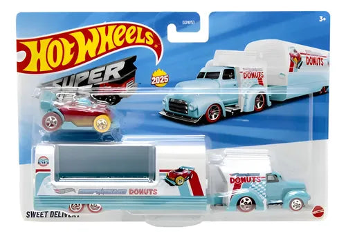 Camion Sweet Delivery Super Rigs cu masinuta - 1/64 Hot Wheels