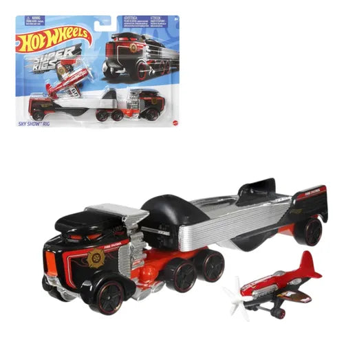 Camion Sky Show Rig Super Rigs cu avion - 1/64 Hot Wheels