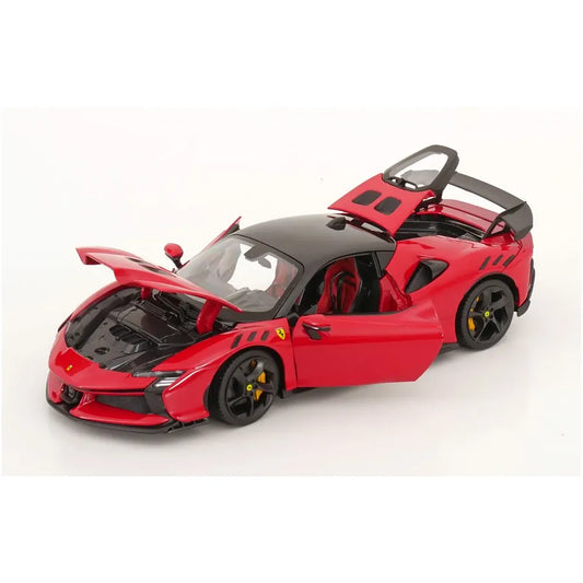 Ferrari SF90 XX Stradale cu pavilionul negru si scaune rosii - 1/18 Bburago