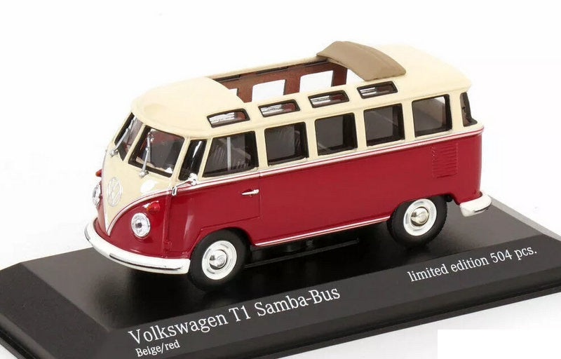 Volkswagen T1 Samba-Bus 1/504pcs cu vitrina plexiglass - 1/43 Minichamps