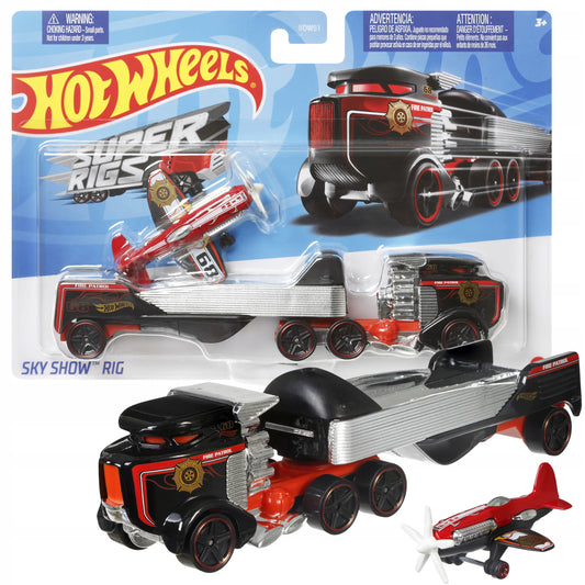 Camion Sky Show Rig Super Rigs cu avion - 1/64 Hot Wheels