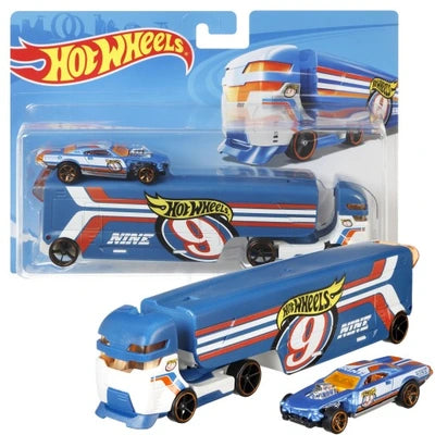 Camion Speedway Hauler Super Rigs cu masinuta - 1/64 Hot Wheels
