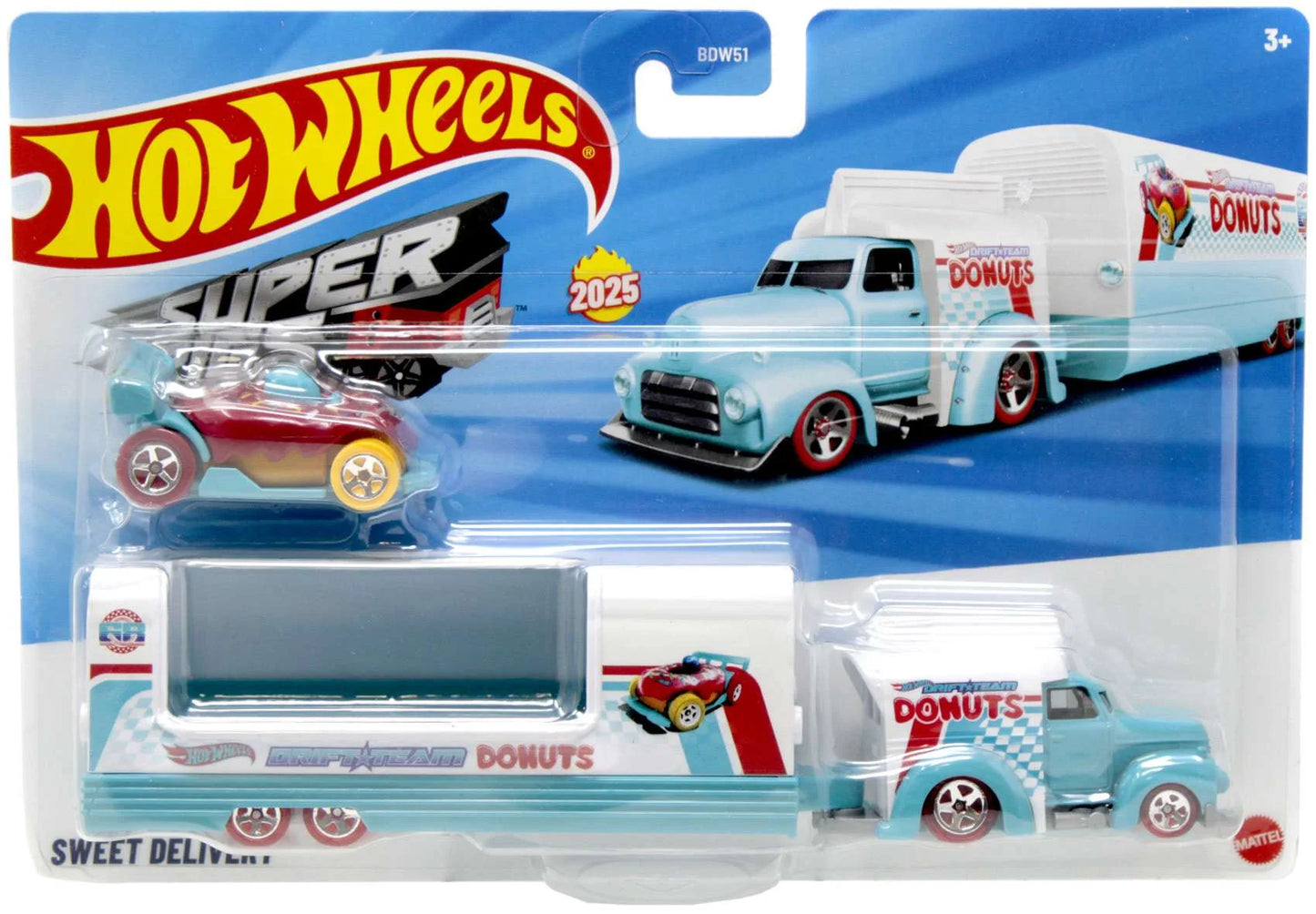 Camion Sweet Delivery Super Rigs cu masinuta - 1/64 Hot Wheels