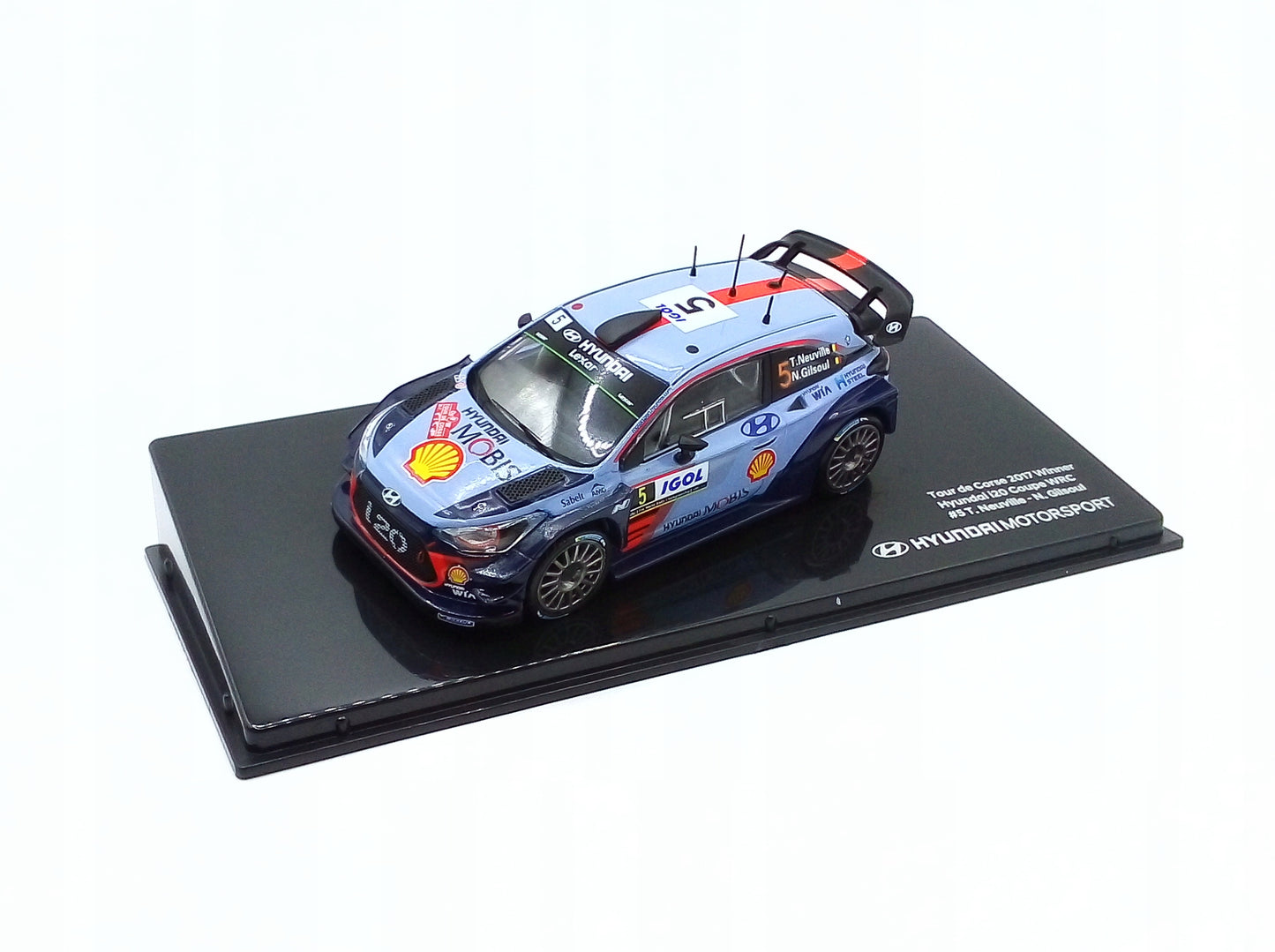 Hyundai i20 Coupe WRC #5 Winner Rallye Tour de Corse 2017 Neuville, Gilsoul cu vitrina plexiglass -1/43 PTC  Collectibles Industry