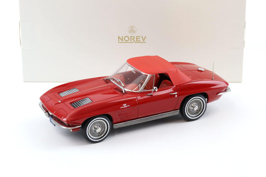 Chevrolet Corvette Sting Ray Cabriolet 1963 Riverside rosu - 1/18 Norev