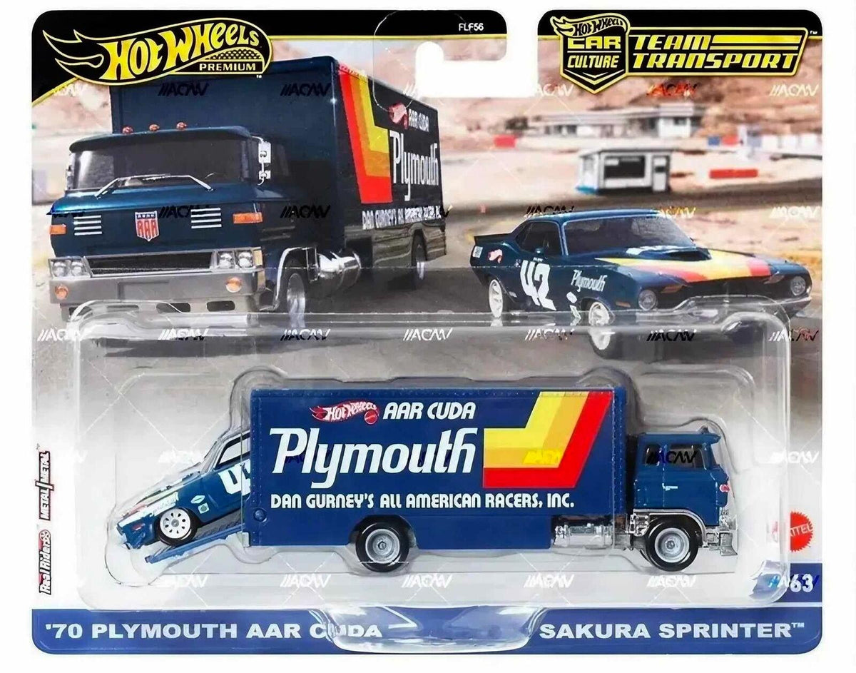 Set 2 machete Sakura Sprinter si Plymouth AAR Cuda 1970 - 1/64 Hot Wheels Premium