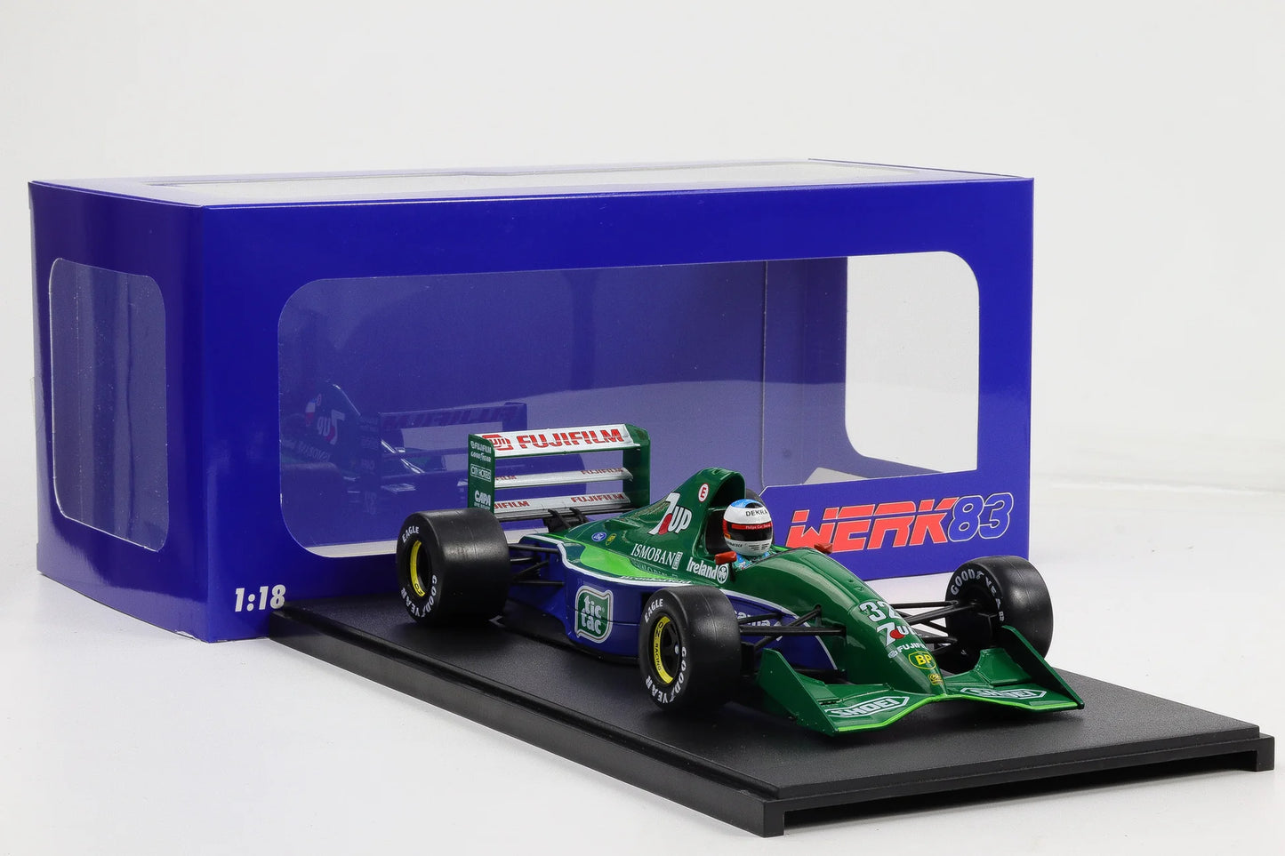 Formula 1 Jordan J191 #32 M.Schumacher Belgium GP 1991 in cutie - 1/18 Werk83