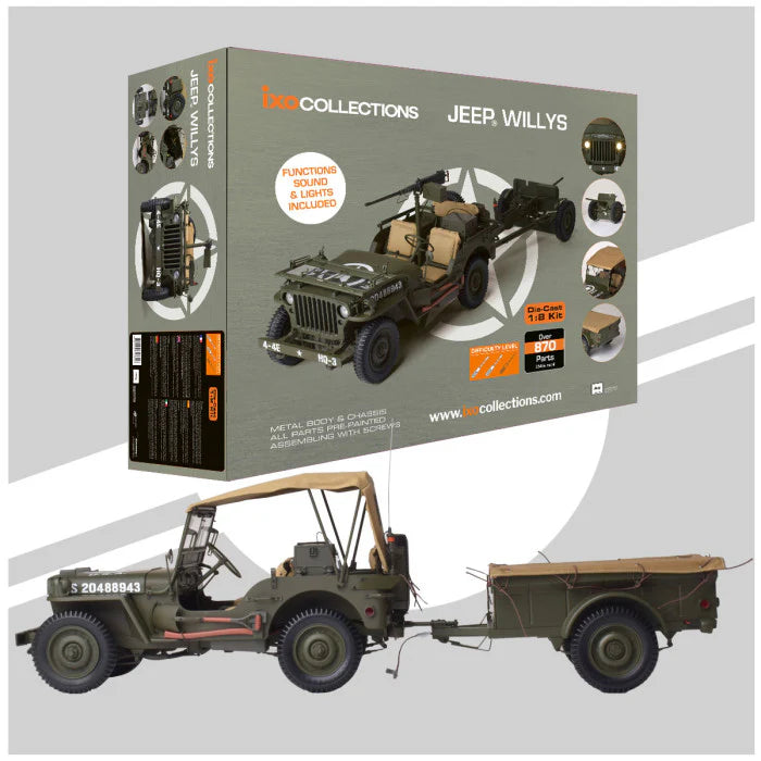 Jeep Willys kit de asamblat 870 piese cu lumini si sunete - 1/8 IxoCollections