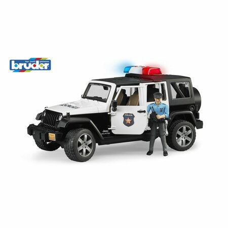 BRUDER 02526 - Masina de politie Jeep Wrangler Rubicon si figurina politist